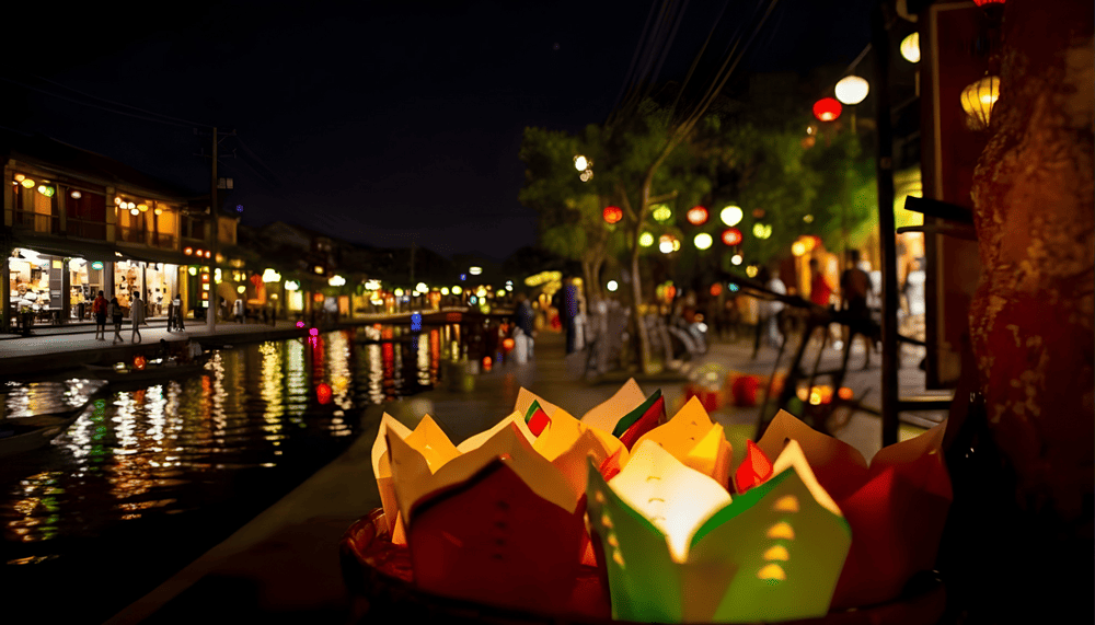 During the festival, you can buy handmade lanterns from street vendors and participate in lantern-releasing activities